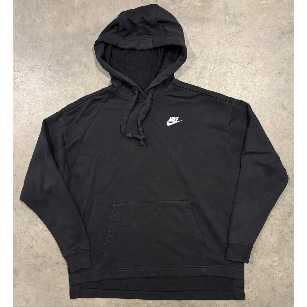 Nike Sportswear Hoodie Womens Medium M Black Pullover Side Slit Oversized
